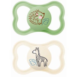 Mam Air Ορθοδοντική Πιπίλα Σιλικόνης για 16m+ με Θήκη Πράσινο - Μπεζ 2 Τεμάχια [275SU]