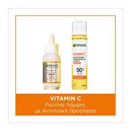 Garnier PROMO SkinActive Vitamin C Ορός Λάμψης Προσώπου με Βιταμίνη C, Νιασιναμίδη & Σαλικυλικό Οξύ 30ml & Αντηλιακό Spray SPF50+ Προσώπου 75ml