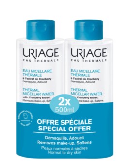 Uriage PROMO Eau Thermale Ιαματικό Νερό Micellar για Κανονικό - Ξηρό Δέρμα με Cranberry 2x500ml