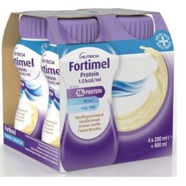 Nutricia Fortimel Βανίλια Protein 1.5kcal/ml Θρεπτικό Συμπλήρωμα Διατροφής Πλούσιο σε Πρωτεΐνες 4x200ml