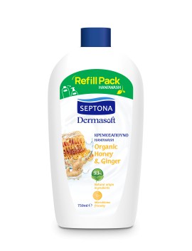Septona Dermasoft Κρεμοσάπουνο Organic Honey & Ginger 750ml