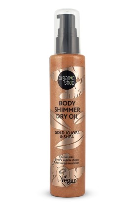 Natura Siberica Organic Shop Body Shimmer Oil Jojoba & Shea Ξηρό Λάδι Σώματος για Χρυσή Λάμψη, Jojoba & Καριτέ 100ml