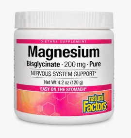 Natural Factors Magnesium Bisglycinate, 200mg Powder Μαγνήσιο 120gr Σκόνη