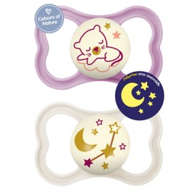 Mam Air Night Πιπίλα Σιλικόνης 6-16m για Κοριτσάκι 2 Τεμάχια [217SG]