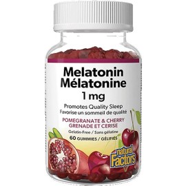 Natural Factors Melatonin 1mg Gummies Μελατονίνη για Ποιοτικότερο Ύπνο με Γεύση Ρόδι & Κεράσι 60 Ζελεδάκια