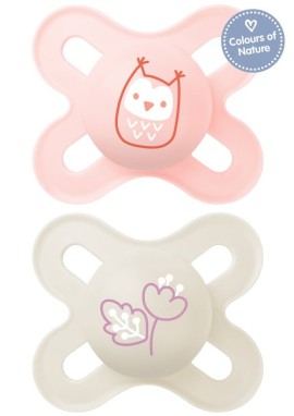 Mam Start Ορθοδοντική Πιπίλα Σιλικόνης για 0-2m & Θήκη Ροζ / Μπεζ 2 Τεμάχια [125SG]