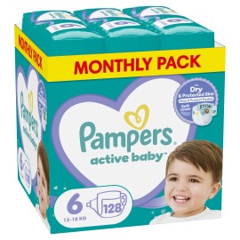Pampers Active Baby Μέγεθος 6 [13-18kg] Monthly Pack 128 Πάνες