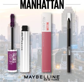 Maybelline PROMO Manhattan Make Up Set The Falsies Lash Lift Mascara για Επαγγελματικό Αποτέλεσμα, 9.6ml & Super Stay Matte Ink 15 Lover Liquid Lipstick Υγρό Κραγιόν Ματ Αποτέλεσμα, 5ml & Tattoo Liner Pencil Μολύβι Ματιών, 1.3gr