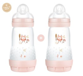 Mam PROMO Easy Start Anti-Colic Σετ Πλαστικά Μπιμπερό για 2m+ Κατά των Κολικών με Θηλή Σιλικόνης Ροζ 2x260ml [355SG]