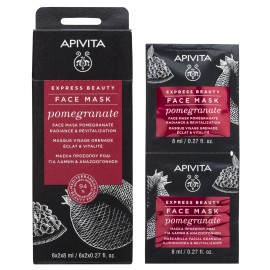 Apivita  Express Beauty Face Mask Pomegranate Μάσκα Προσώπου Για Λάμψη - Αναζωογόνηση με Ρόδι  2x8ml