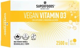 Superfoods Vitamin D3 Vegan 2500IU Συμπλήρωμα για το Ανοσοποιητικό, Οστά & Μύες 60 Ταμπλέτες