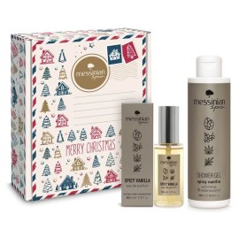 Messinian Spa PROMO Xmas Box Shower Gel Spicy Vanilla Αφρόλουτρο Κάνναβη & Κέδρο 300ml & Eau De Parfum Spicy Vanilla Unisex Άρωμα 50ml