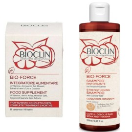 Bioclin PROMO Bio Force Συμπλήρωμα Διατροφής για τα Μαλλιά 60 Δισκία - Bio Force Shampoo Σαμπουάν Ενδυνάμωσης για Αδύναμα & Λεπτά Μαλλιά 200ml