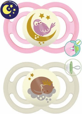 Mam Perfect Night Σιλικόνης 16m+ Πιπίλες Σιλικόνης Μπεζ - Ροζ 2 Τεμάχια [286S]