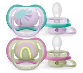 Avent Philips Ultra Air Πιπίλα Σιλικόνης για 0-6m Μωβ / Λαχανί 2 Τεμάχια [SCF085/59]