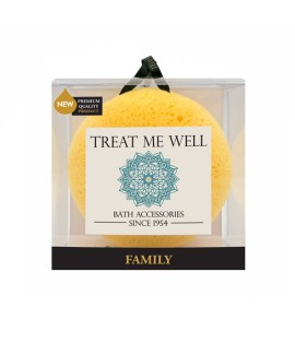 Treat me Well Family Bath & Shower Sponge Στρογγυλό Σφουγγάρι Κίτρινου Χρώματος 1 Τεμάχιο