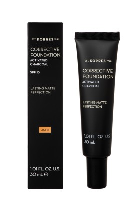 Korres Activated Charcoal Corrective Foundation SPF10 ACF4 Διορθωτικό Make Up Υψηλής Κάλυψης 30ml