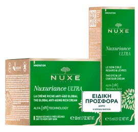 Nuxe PROMO Nuxuriance Ultra Global Anti Aging Rich Cream Αντιγηραντική Κρέμα Προσώπου Πλούσιας Υφής για Ξηρές Επιδερμίδες 50ml & Δώρο Nuxuriance Ultra The Eye & Lip Contour Cream 15ml