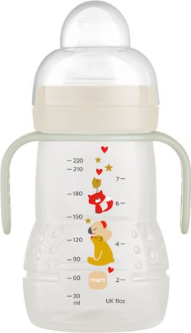 Mam Trainer+ Night Μπεζ 4m+ Εκπαιδευτικό Μπιμπερό Πλαστικό Μετάβασης σε Ποτηράκι 220ml 1 Τεμάχιο [451U]