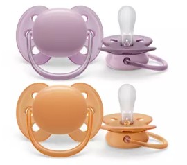 Avent Philips Ultra Soft Ορθοδοντική Πιπίλα Σιλικόνης για 6-18m Πορτοκαλί / Μωβ 2 Τεμάχια [SCF091/33]