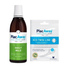 Plac Away PROMO Daily Mild Στοματικό Διάλυμα 500ml & ΔΩΡΟ Eco Twin Line Οδοντικό Νήμα με Λαβή 30 Τεμάχια