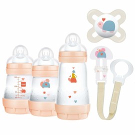 Mam PROMO Welcome to the World Easy Start Anti-Colic Σετ Πλαστικά Μπιμπερό για 0m+ Κατά των Κολικών με Θηλή Σιλικόνης Σομόν 2x160ml+260ml - Πιπίλα Σιλικόνης Start Σομόν 1 Τεμάχιο - Clip Κορδέλα Στήριξης Πιπίλας 1 Τεμάχιο [660G]