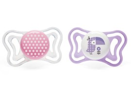 Chicco Physio Forma Light Εργονομική Πιπίλα με Θηλή Σιλικόνης για 2-6m+ με Θήκη Διάφανη - Μωβ 2 Τεμάχια [71031-11]