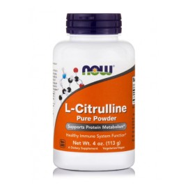 Now Foods L-citrulline Pure Powder Συμπλήρωμα Διατροφής Διατηρεί Υγιή Επίπεδα Αργινίνης 113gr