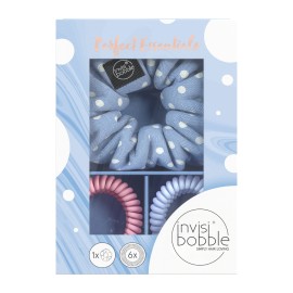 Invisibobble Gift Set Value Pack Perfect Essentials Sprunchie Λαστιχάκι Μαλλιών 1 Τεμάχιο - Slim Λαστιχάκι Μαλλιών 3 Ροζ & 3 Γαλάζια