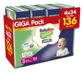Πάνες Βρακάκι Babylino Pants Cotton Soft Unisex No5 Junior [10-16kg] 136 Τεμάχια [4x34 Τεμάχια]