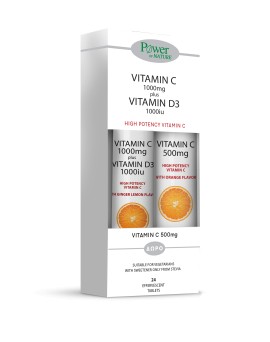 Power Of Nature PROMO Vitamin C 1000mg + D3 1000IU 20 Αναβράζοντα Δισκία - Vitamin C 500mg Πορτοκάλι 20 Αναβράζοντα Δισκία