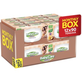 Μωρομάντηλα BabyCare Family Karite Monthly Box 1.080 Τεμάχια [12 Πακέτα x 90 Μωρομάντηλα]