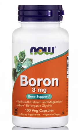 Now Foods Boron 3mg Bone Support Συμπλήρωμα Διατροφής για την Υποστήριξη των Οστών 100 Φυτικές Κάψουλες