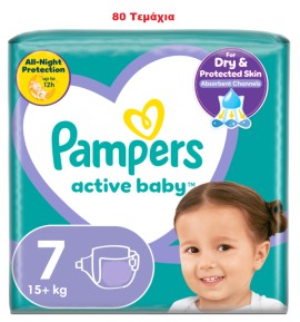 Pampers Active Baby Μέγεθος 7 [15+kg] 80 Πάνες [2 Πακέτα x 40 Τεμάχια]