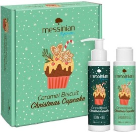 Messinian Spa PROMO XMas Box Caramel Biscuit Christmas Cupcake Shower Αφρόλουτρο Gel 100ml & Body Milk Ενυδατικό Γαλάκτωμα Σώματος 100ml