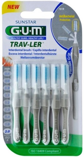 Sunstar GUM Trav-Ler Super Fine Cylindrical 2.0mm Μεσοδόντια Βουρτσάκια 6 Τεμάχια [1618]