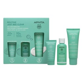 Apivita PROMO Just Bee Clear Blemish Control Mattifying Moisturizer Κρέμα Κατά των Ατελειών 40ml & Pore Minimizing Purifying Lotion Σύσφιξης Πόρων 50ml & Purifying Cleansing Gel Καθαρισμού 15ml