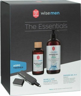 Vican Wise Men PROMO Shower Gel 3 ιn 1 Fresh Ανδρικό Αφρόλουτρο 500ml - Beard & Hair Shampoo Fresh Ανδρικό Σαμπουάν για Mαλλιά και Γενειάδα 200ml  ΔΩΡΟ Trimmer