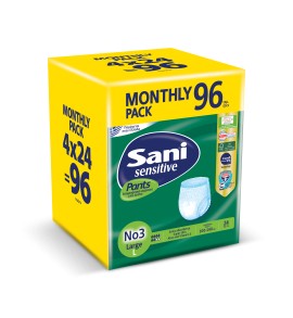 Sani Sensitive Pants Monthly Pack Large No3 Ελαστικό Εσώρουχο Ακράτειας 4x24 Τεμάχια [96 Τεμάχια]