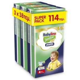 Πάνες Βρακάκι Babylino Pants Cotton Soft Unisex Super Pack No4 Maxi [7-13kg] 114 Πάνες [3 Πακέτα x 38 Τεμάχια]