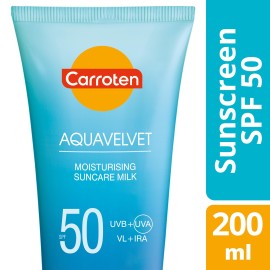 Carroten Aquavelvet Moisturising Suncare Milk SPF50 Ενυδατικό Αντηλιακό Γαλάκτωμα Σώματος για Ενισχυμένη Προστασία & Ενυδάτωση 200ml