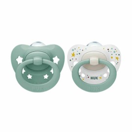 Nuk Family Love Signature Ορθοδοντικές Πιπίλες Σιλικόνης σε Θήκη Λευκό - Πράσινο για 18-36m+ 2 Τεμάχια [10.177.181]