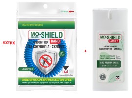 Menarini BUNDLE Mo Shield Band Εντομοαπωθητικό Βραχιόλι Σπιράλ Γαλάζιο 2 Τεμάχια - Mo Shield Family Απωθητικό Υγρό Spray για Κουνούπια & Σκνίπες για Όλη την Οικογένεια 75ml