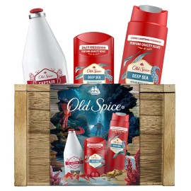 Old Spice PROMO Xmas Box Deep Sea Αποσμητικό Stick 50ml & Αφρόλουτρο & Σαμπουάν 250ml & Captain After Shave 100ml & ΔΩΡΟ Σεντούκι