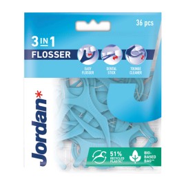 Jordan 3in1 Flosser Οδοντικό Νήμα, Μεσοδόντιο Stick & Αξεσουάρ Καθαρισμού Γλώσσας 36 Τεμάχια