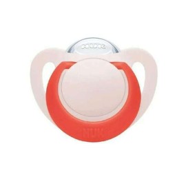 Nuk Star Ορθοδοντική Πιπίλα Σιλικόνης για 6-18m+ Ροζ με Κρίκο και Θήκη 1 Τεμάχιο [10.736.781]