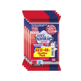 Wet Hankies Extra Safe Antibacterial XL Υγρά Αντισηπτικά Μαντηλάκια 4x12 Τεμάχια [48 Τεμάχια]