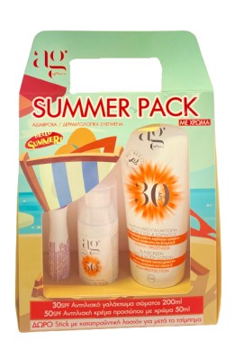 Ag Pharm PROMO Αντηλιακό Γαλάκτωμα Προσώπου - Σώματος SPF30 200ml - Αντηλιακή Κρέμα Προσώπου SPF50+ με Χρώμα 50ml - ΔΩΡΟ Bite Free Stick Καταπραϋντική Λοσιόν Αμμωνίας σε Μορφή Stick 12gr