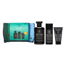 Apivita PROMO Mens Care Hair & Body Wash Σαμπουάν - Αφρόλουτρο με Κάρδαμο - Πρόπολη 250ml - Anti Wrinkle Face Eye Cream Κρέμα Προσώπου Κατά των Ρυτίδων και της Κούρασης 50ml - Black Detox Cleansing Face Eyes Gel 50ml