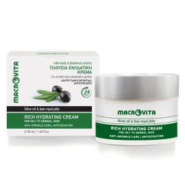 Macrovita Rich Hydrating Cream Πλούσια Ενυδατική Κρέμα Προσώπου με Λάδι Ελιάς & Βασιλικό Πολτό Λιπαρές & Κανονικές Επιδερμίδες 50ml
